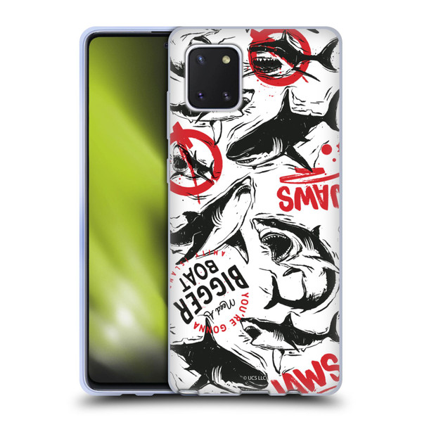 Jaws Art Pattern Doodle Soft Gel Case for Samsung Galaxy Note10 Lite