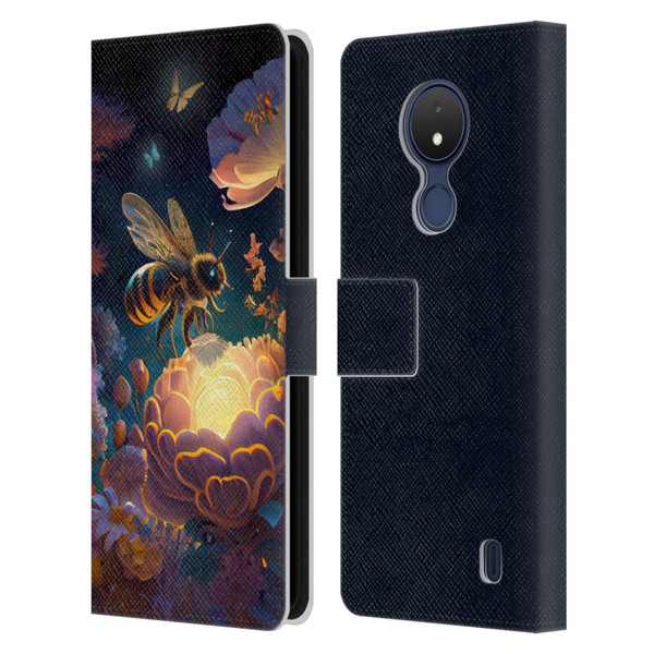 JK Stewart Art Bee Leather Book Wallet Case Cover For Nokia C21