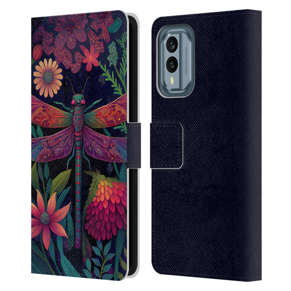 JK Stewart Art Dragonfly Purple Leather Book Wallet Case Cover For Nokia X30