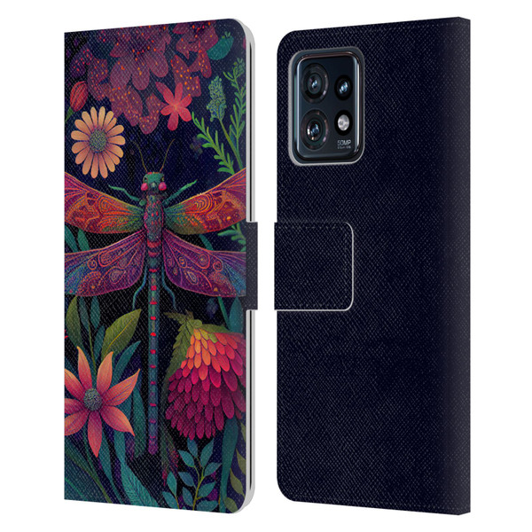 JK Stewart Art Dragonfly Purple Leather Book Wallet Case Cover For Motorola Moto Edge 40 Pro