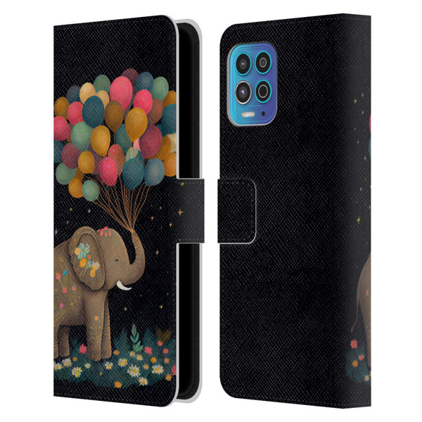 JK Stewart Art Elephant Holding Balloon Leather Book Wallet Case Cover For Motorola Moto G100