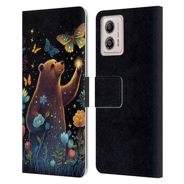 JK Stewart Art Bear Reaching Up Leather Book Wallet Case Cover For Motorola Moto G53 5G