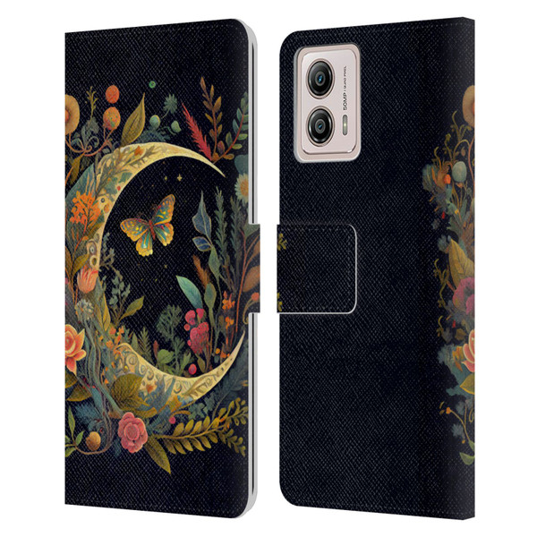 JK Stewart Art Crescent Moon Leather Book Wallet Case Cover For Motorola Moto G53 5G