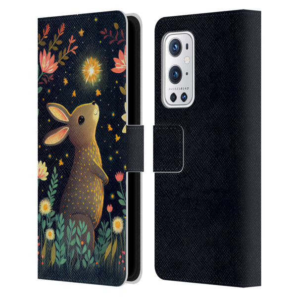 JK Stewart Art Rabbit Catching Falling Star Leather Book Wallet Case Cover For OnePlus 9 Pro