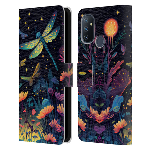 JK Stewart Art Dragonflies In Night Garden Leather Book Wallet Case Cover For OnePlus Nord N100