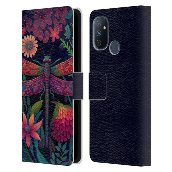 JK Stewart Art Dragonfly Purple Leather Book Wallet Case Cover For OnePlus Nord N100