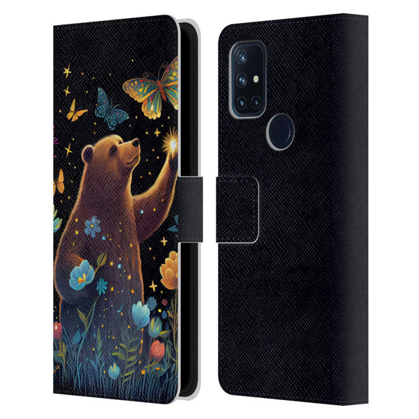 JK Stewart Art Bear Reaching Up Leather Book Wallet Case Cover For OnePlus Nord N10 5G