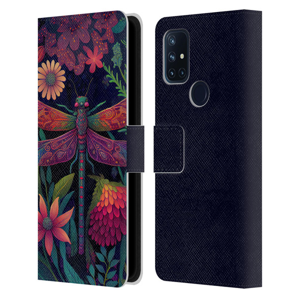 JK Stewart Art Dragonfly Purple Leather Book Wallet Case Cover For OnePlus Nord N10 5G