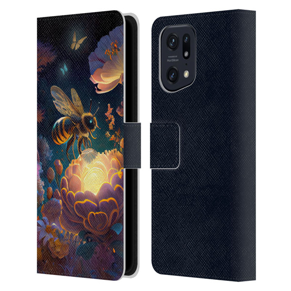 JK Stewart Art Bee Leather Book Wallet Case Cover For OPPO Find X5