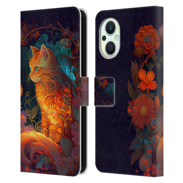 JK Stewart Art Cat Leather Book Wallet Case Cover For OPPO Reno8 Lite