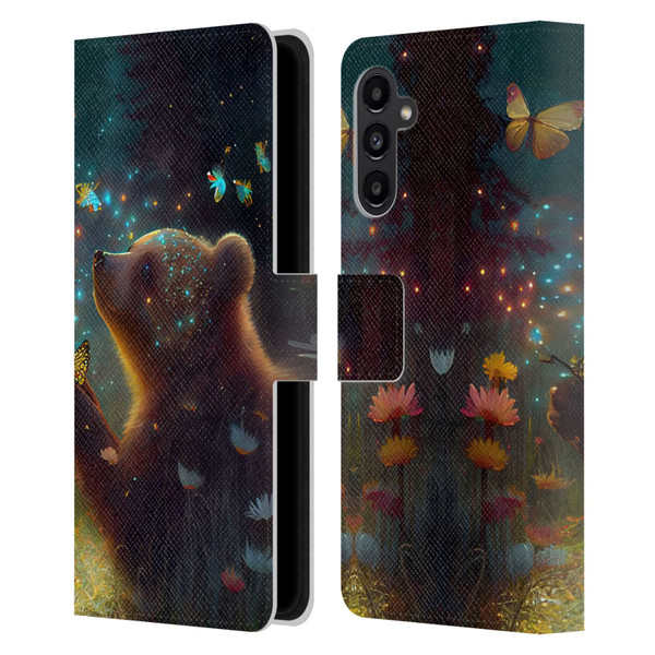 JK Stewart Art Bear Leather Book Wallet Case Cover For Samsung Galaxy A13 5G (2021)