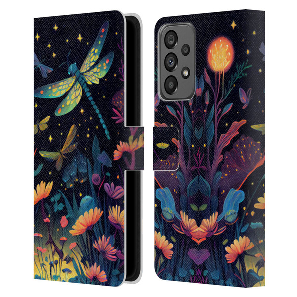 JK Stewart Art Dragonflies In Night Garden Leather Book Wallet Case Cover For Samsung Galaxy A73 5G (2022)