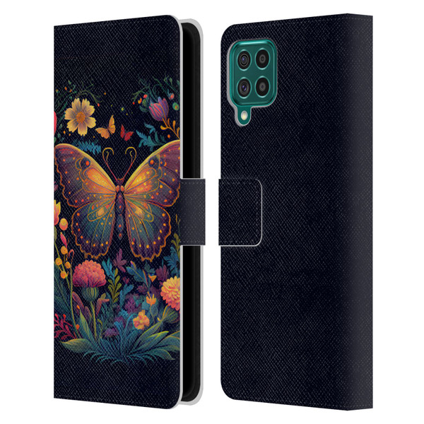 JK Stewart Art Butterfly In Night Garden Leather Book Wallet Case Cover For Samsung Galaxy F62 (2021)