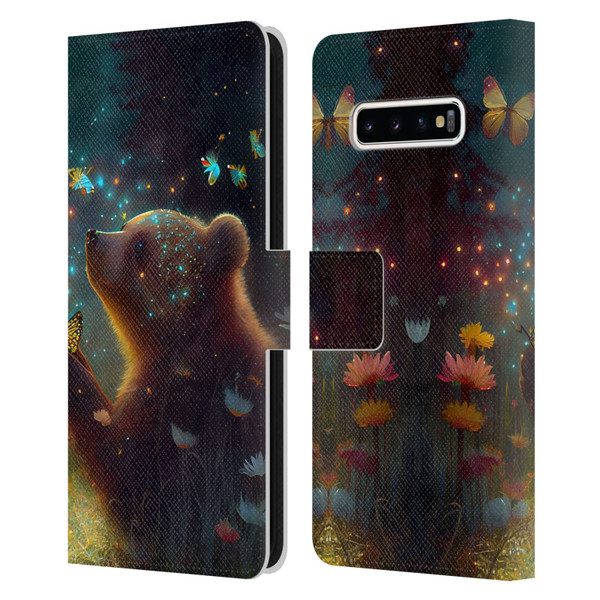 JK Stewart Art Bear Leather Book Wallet Case Cover For Samsung Galaxy S10+ / S10 Plus