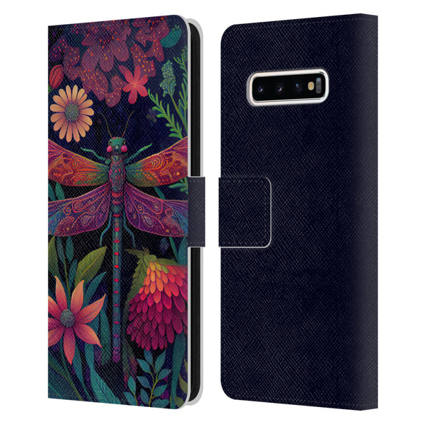 JK Stewart Art Dragonfly Purple Leather Book Wallet Case Cover For Samsung Galaxy S10+ / S10 Plus