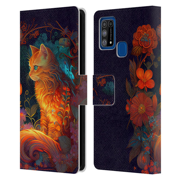 JK Stewart Art Cat Leather Book Wallet Case Cover For Samsung Galaxy M31 (2020)