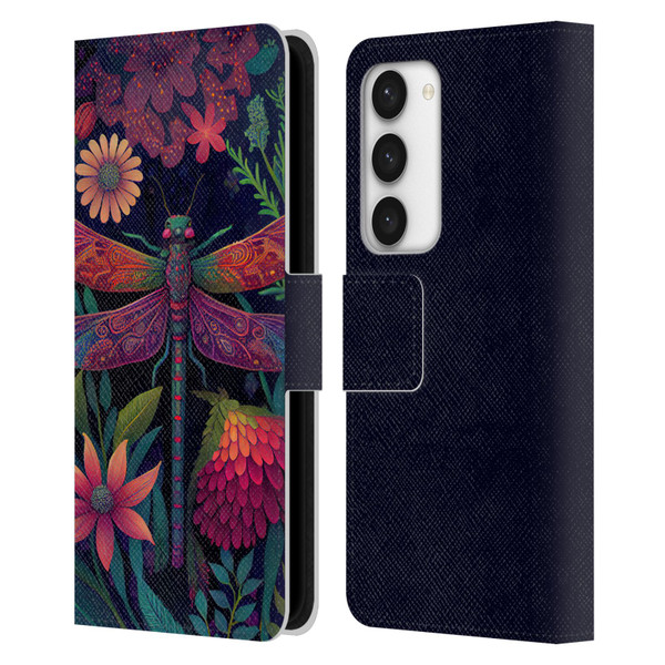 JK Stewart Art Dragonfly Purple Leather Book Wallet Case Cover For Samsung Galaxy S23 5G