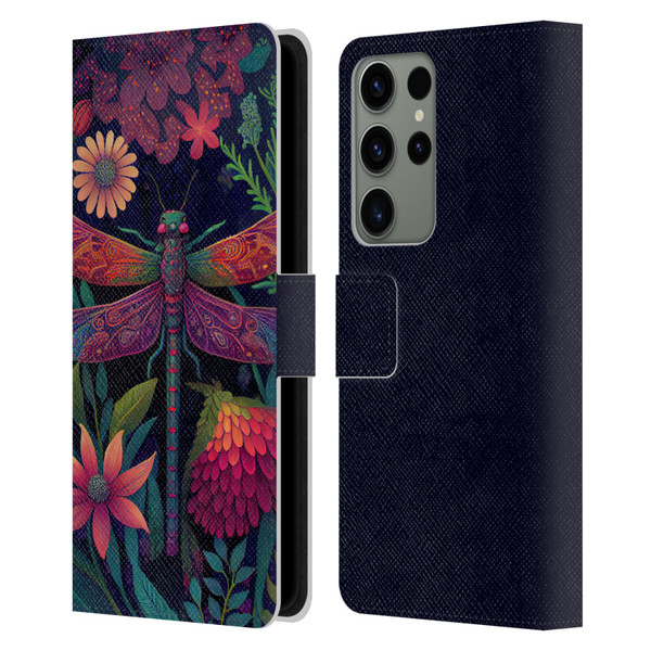 JK Stewart Art Dragonfly Purple Leather Book Wallet Case Cover For Samsung Galaxy S23 Ultra 5G