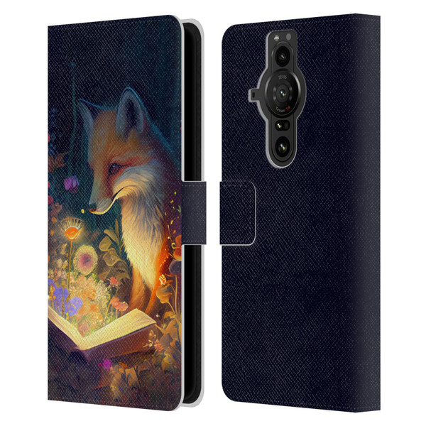 JK Stewart Art Fox Reading Leather Book Wallet Case Cover For Sony Xperia Pro-I