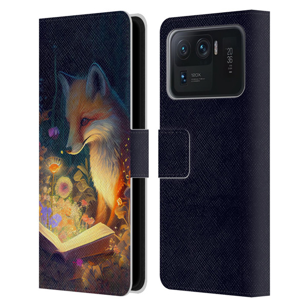 JK Stewart Art Fox Reading Leather Book Wallet Case Cover For Xiaomi Mi 11 Ultra