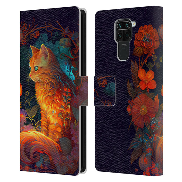 JK Stewart Art Cat Leather Book Wallet Case Cover For Xiaomi Redmi Note 9 / Redmi 10X 4G