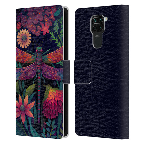 JK Stewart Art Dragonfly Purple Leather Book Wallet Case Cover For Xiaomi Redmi Note 9 / Redmi 10X 4G