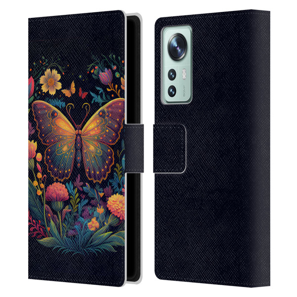 JK Stewart Art Butterfly In Night Garden Leather Book Wallet Case Cover For Xiaomi 12