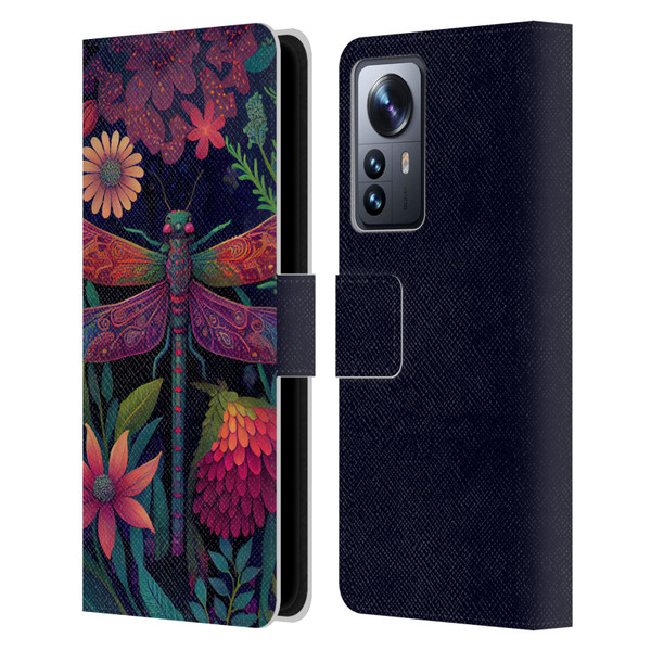 JK Stewart Art Dragonfly Purple Leather Book Wallet Case Cover For Xiaomi 12 Pro