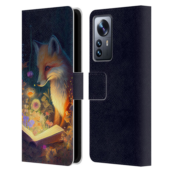 JK Stewart Art Fox Reading Leather Book Wallet Case Cover For Xiaomi 12 Pro