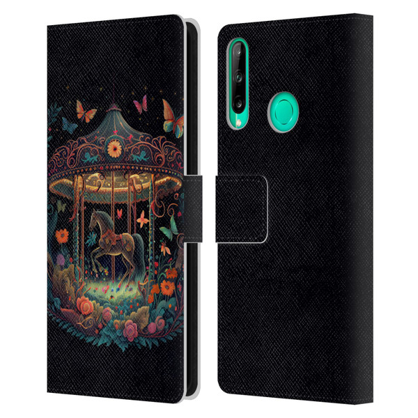 JK Stewart Graphics Carousel Dark Knight Garden Leather Book Wallet Case Cover For Huawei P40 lite E