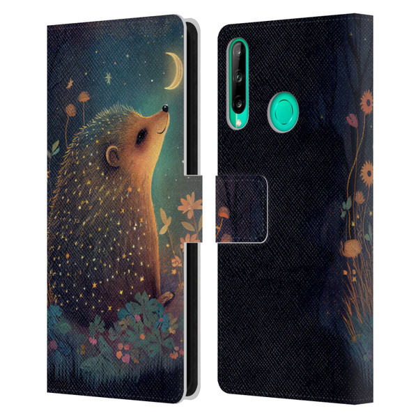 JK Stewart Graphics Hedgehog Looking Up At Stars Leather Book Wallet Case Cover For Huawei P40 lite E