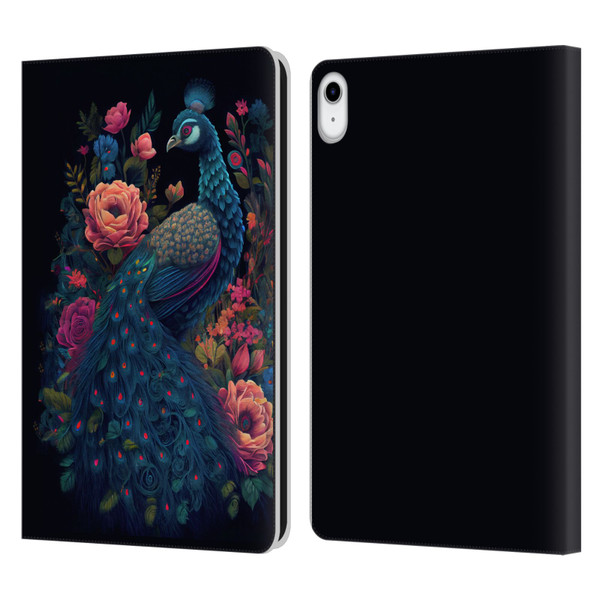 JK Stewart Graphics Peacock In Night Garden Leather Book Wallet Case Cover For Apple iPad 10.9 (2022)
