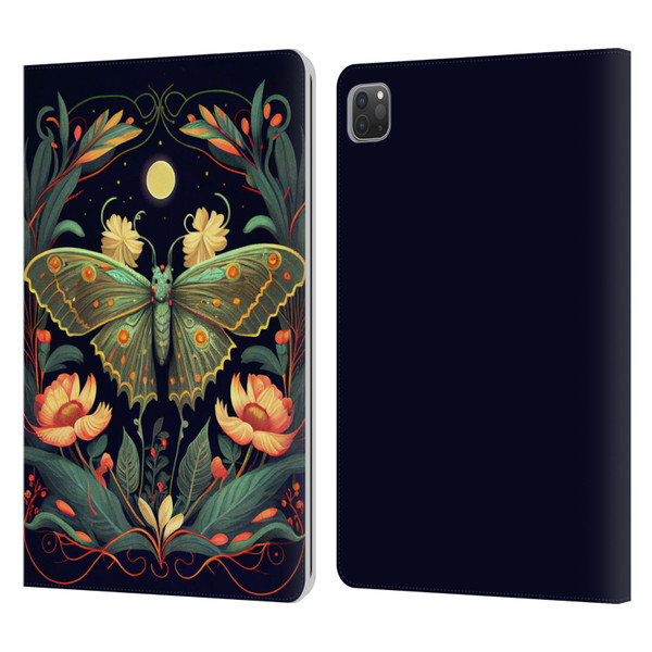 JK Stewart Graphics Lunar Moth Night Garden Leather Book Wallet Case Cover For Apple iPad Pro 11 2020 / 2021 / 2022