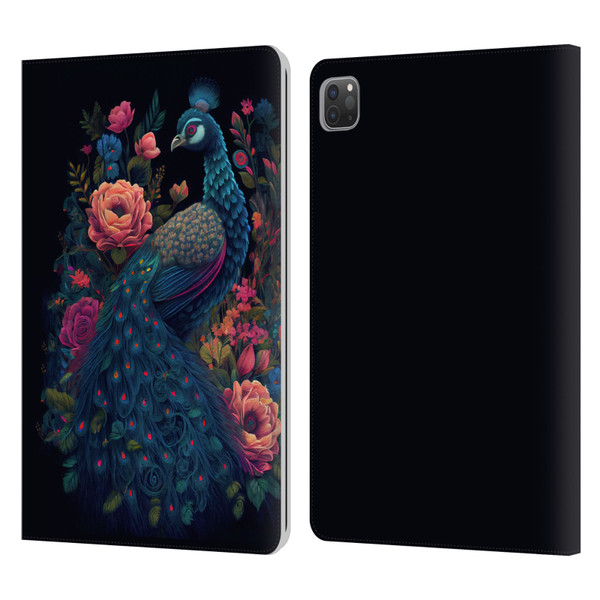 JK Stewart Graphics Peacock In Night Garden Leather Book Wallet Case Cover For Apple iPad Pro 11 2020 / 2021 / 2022