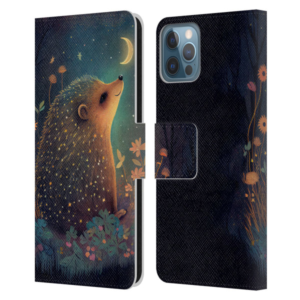 JK Stewart Graphics Hedgehog Looking Up At Stars Leather Book Wallet Case Cover For Apple iPhone 12 / iPhone 12 Pro