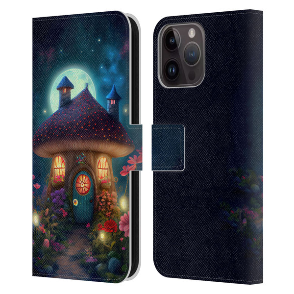 JK Stewart Graphics Mushroom House Leather Book Wallet Case Cover For Apple iPhone 15 Pro Max