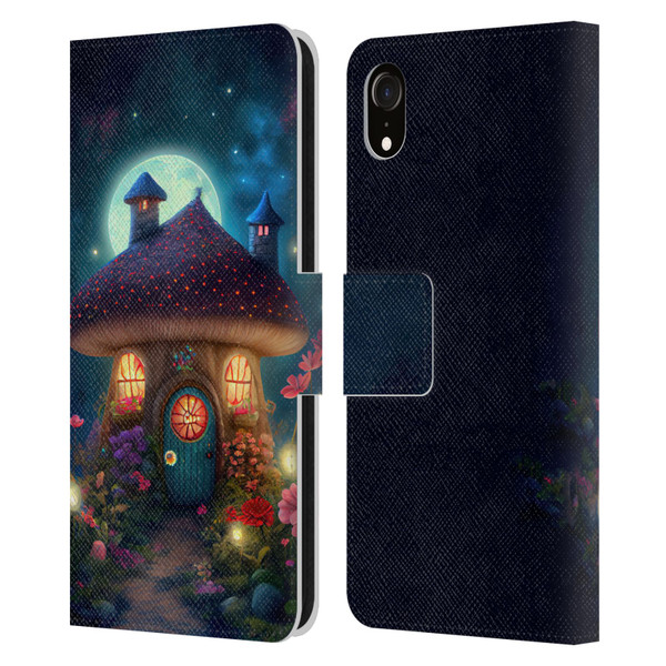 JK Stewart Graphics Mushroom House Leather Book Wallet Case Cover For Apple iPhone XR