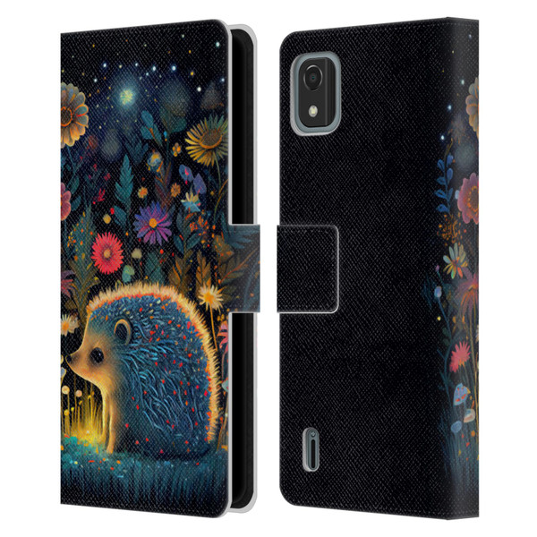 JK Stewart Graphics Little Hedgehog Leather Book Wallet Case Cover For Nokia C2 2nd Edition