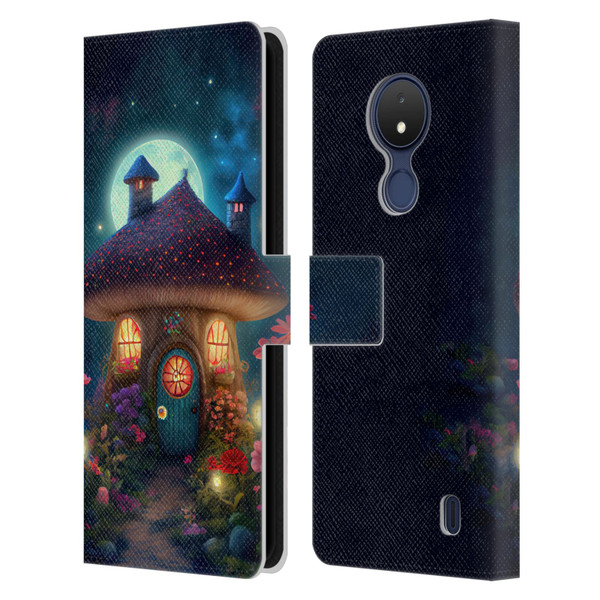 JK Stewart Graphics Mushroom House Leather Book Wallet Case Cover For Nokia C21