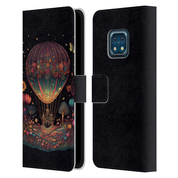 JK Stewart Graphics Hot Air Balloon Garden Leather Book Wallet Case Cover For Nokia XR20