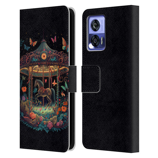 JK Stewart Graphics Carousel Dark Knight Garden Leather Book Wallet Case Cover For Motorola Edge 30 Neo 5G