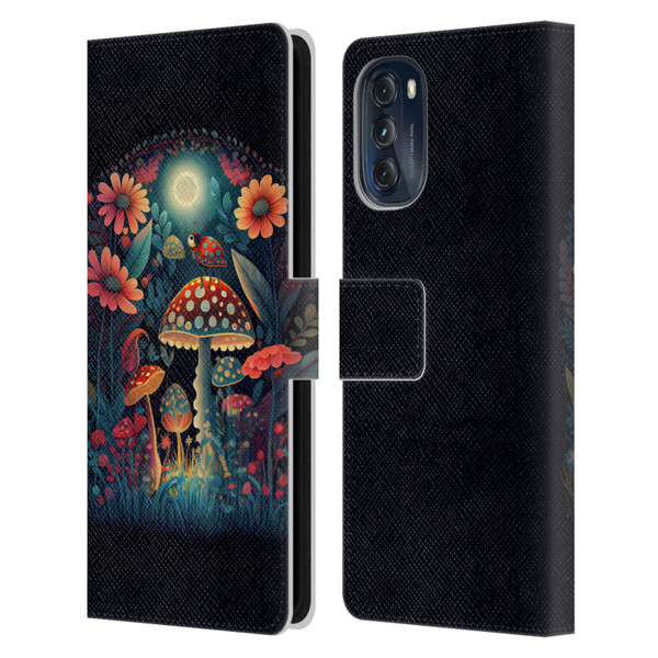 JK Stewart Graphics Ladybug On Mushroom Leather Book Wallet Case Cover For Motorola Moto G (2022)