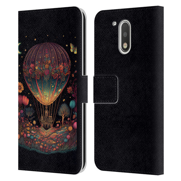 JK Stewart Graphics Hot Air Balloon Garden Leather Book Wallet Case Cover For Motorola Moto G41