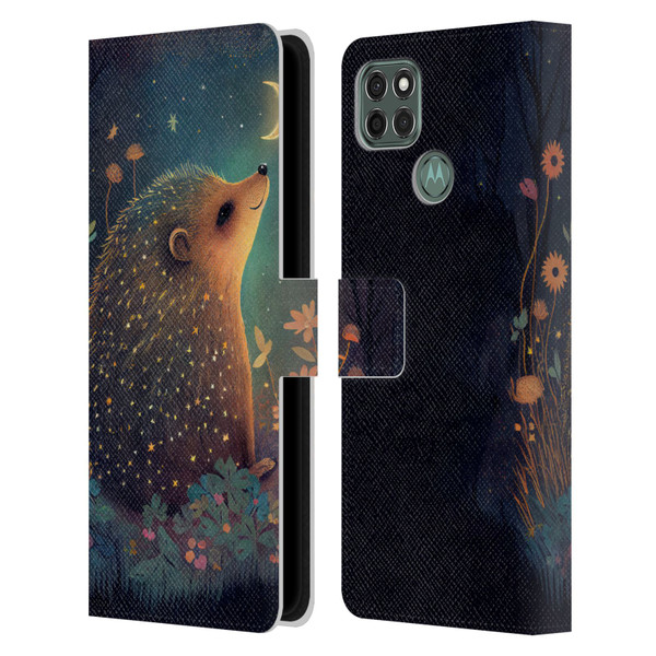 JK Stewart Graphics Hedgehog Looking Up At Stars Leather Book Wallet Case Cover For Motorola Moto G9 Power