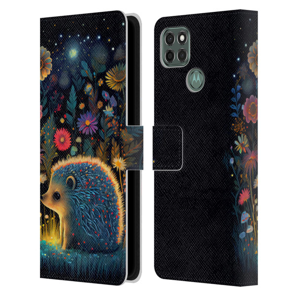 JK Stewart Graphics Little Hedgehog Leather Book Wallet Case Cover For Motorola Moto G9 Power