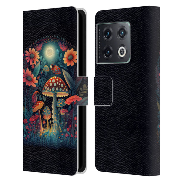 JK Stewart Graphics Ladybug On Mushroom Leather Book Wallet Case Cover For OnePlus 10 Pro