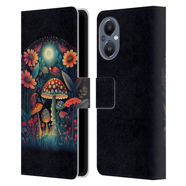 JK Stewart Graphics Ladybug On Mushroom Leather Book Wallet Case Cover For OnePlus Nord N20 5G