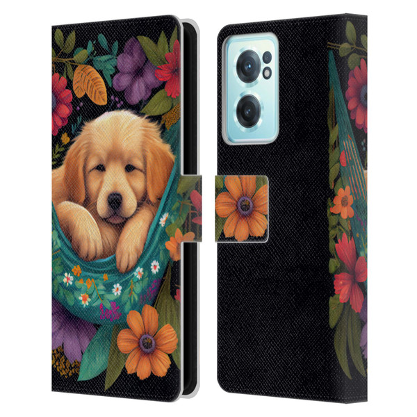 JK Stewart Graphics Golden Retriever In Hammock Leather Book Wallet Case Cover For OnePlus Nord CE 2 5G