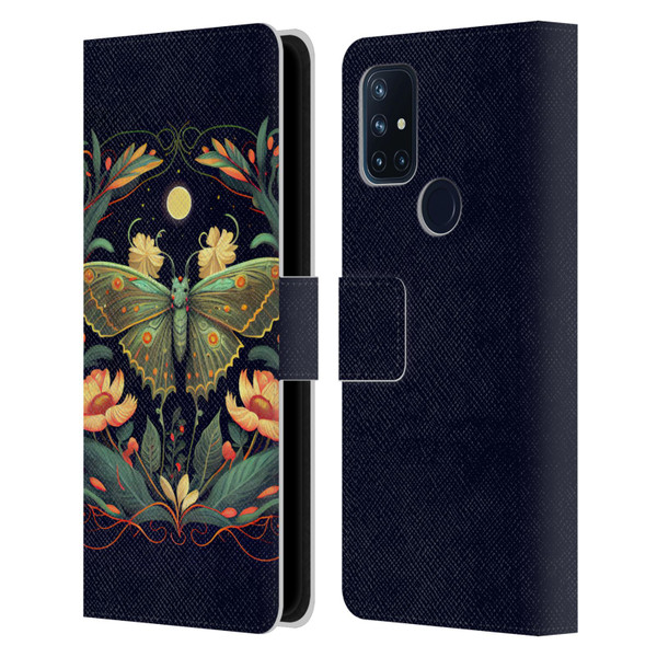 JK Stewart Graphics Lunar Moth Night Garden Leather Book Wallet Case Cover For OnePlus Nord N10 5G