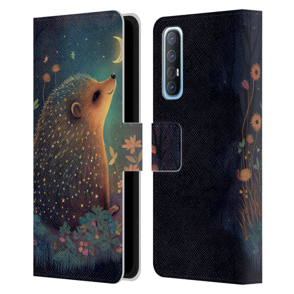 JK Stewart Graphics Hedgehog Looking Up At Stars Leather Book Wallet Case Cover For OPPO Find X2 Neo 5G